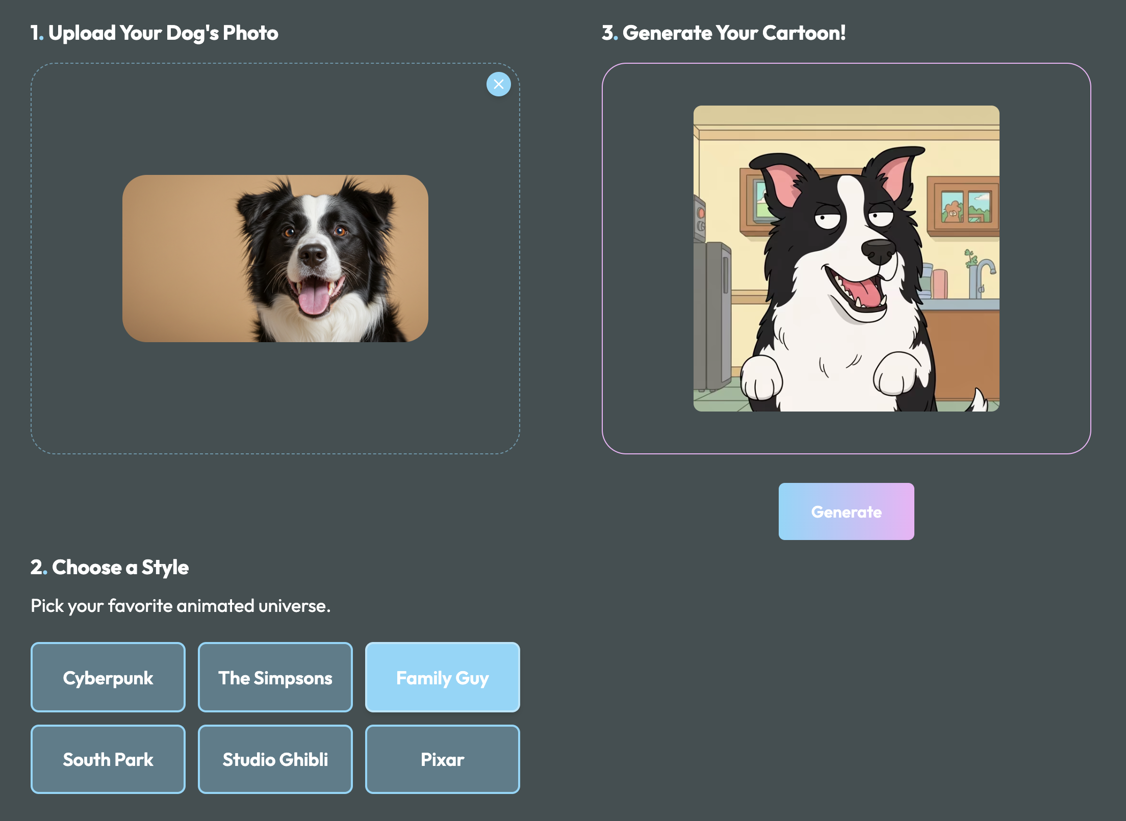 Dog cartoon generator