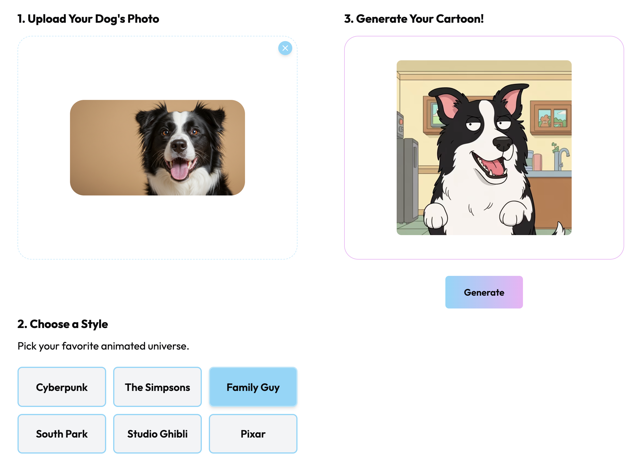 Dog cartoon generator