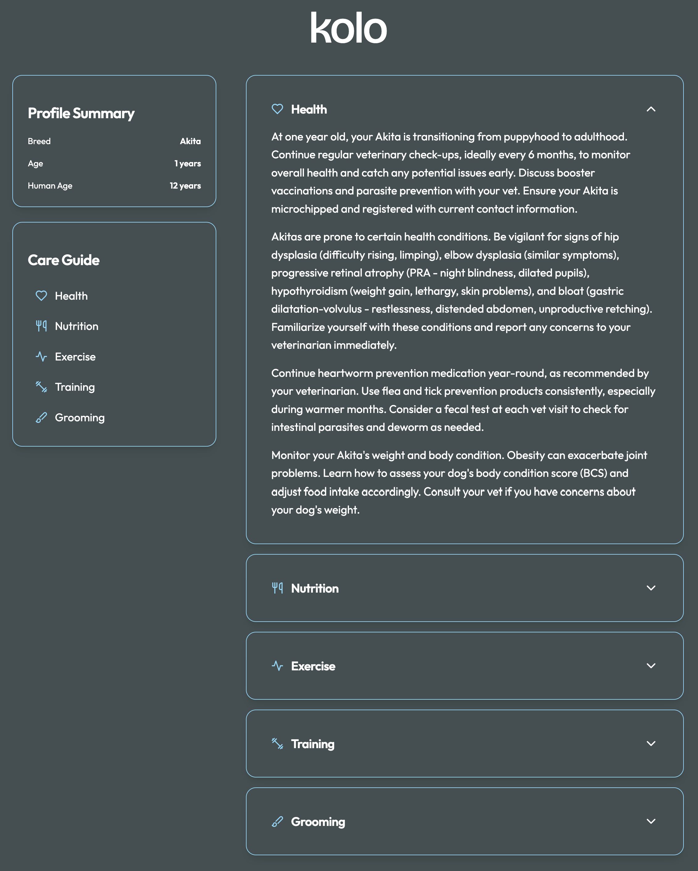 Pet profile management